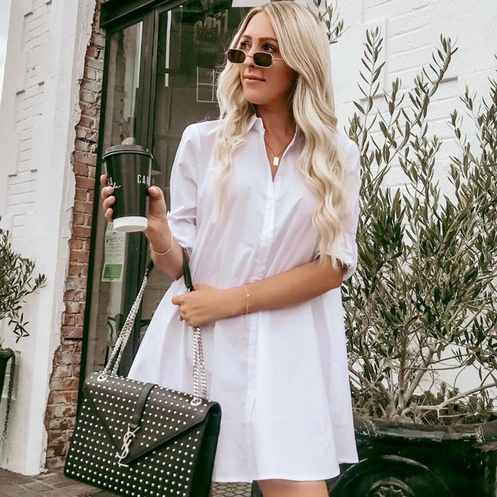 Oversized Button Up Shirt Dress